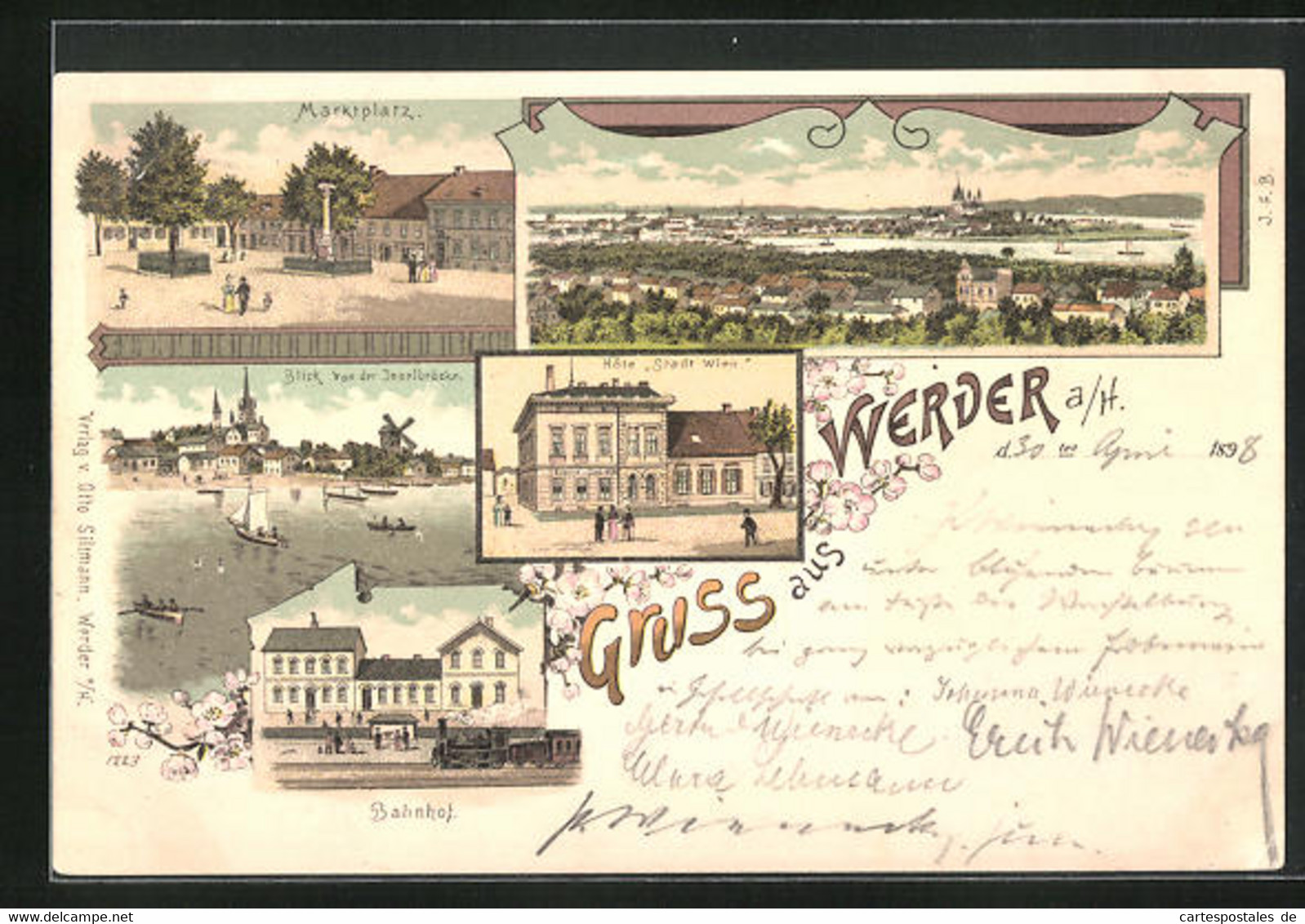 Lithographie Werder An Der Havel, Hotel Stadt Wien, Marktplatz, Bahnhof - Werder