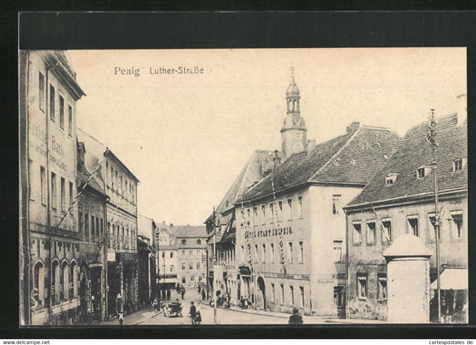 AK Penig, Hotel Stadt Leipzig, Luther-Strasse - Penig