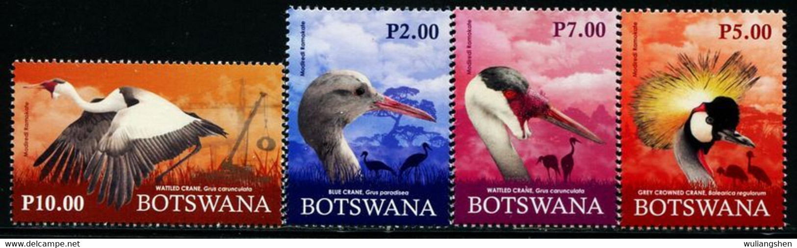 XG1060 Botswana 2020 Protects The Endangered Birds Due To Human Construction 4V - Botswana (1966-...)