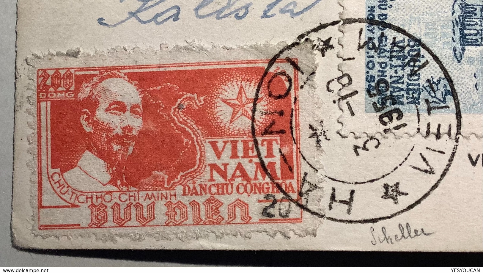 North Vietnam 1954 RARE "20" On 200d Ho Chin Minh HANOI Ppc, RPS Cert (Mao China Revolution Cover War Flags Map Viet-Nam - Vietnam