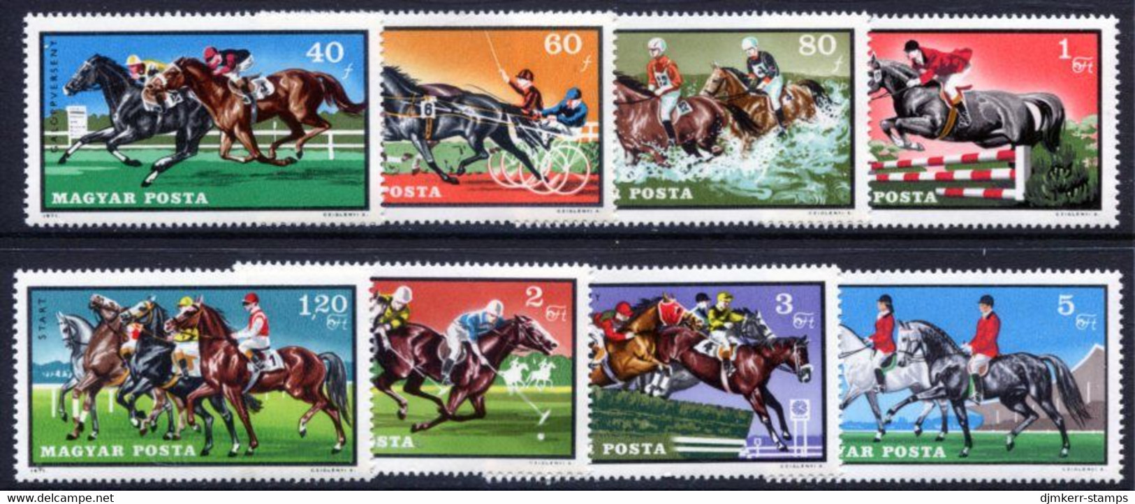 HUNGARY 1971 Equestrian Sports MNH / **.  Michel 2703-10 - Unused Stamps