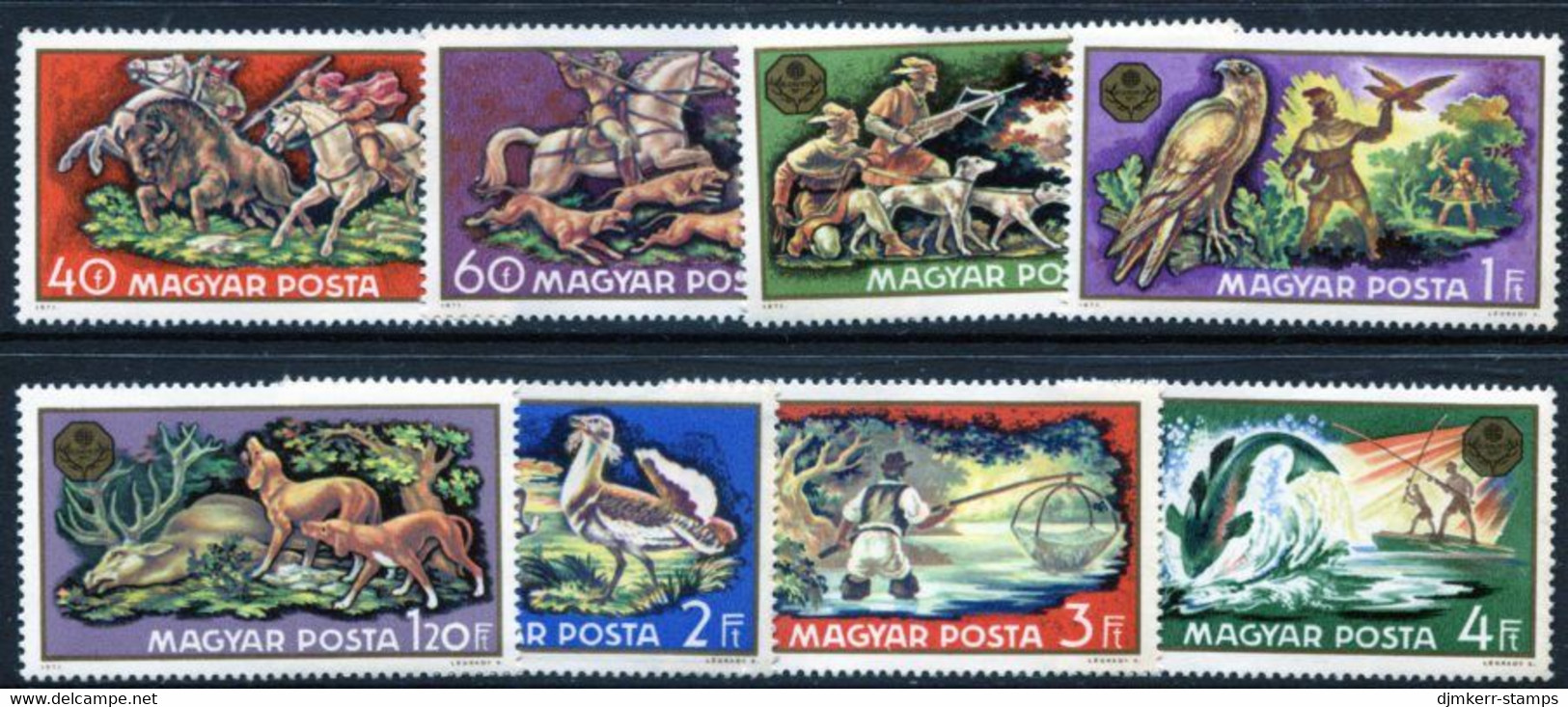HUNGARY 1971 Hunting Exhibition MNH / **.  Michel 2664-71 - Unused Stamps