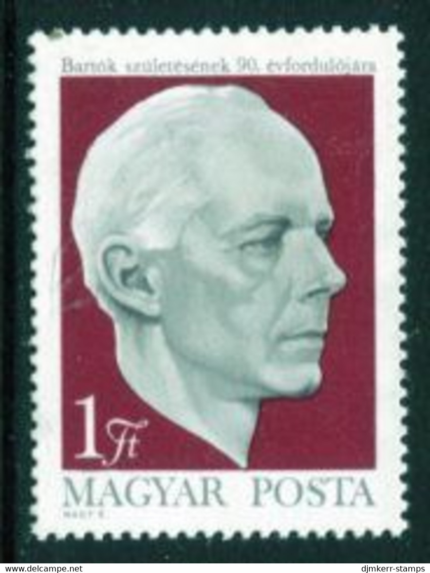 HUNGARY 1971 Bartok Anniversary MNH / **.  Michel 2659 - Unused Stamps