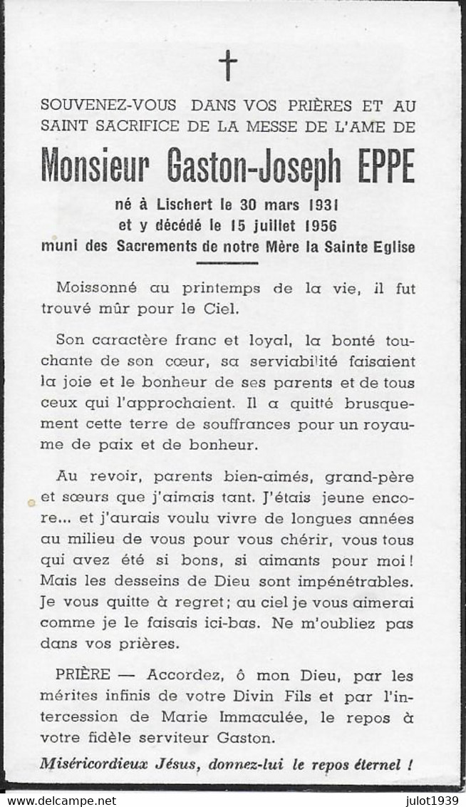 GC . LISCHERT ..-- Mr Gaston EPPE , Né En 1931 , Décédé En 1956 . - Attert