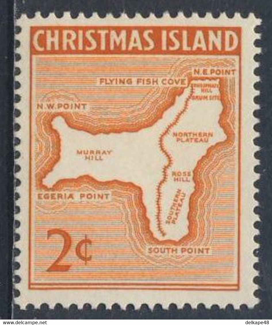 Christmas Island / Weihnachtsinsel 1963 Mi 11 YT 11 Sc 11 SG 11 * MH - Map Island / Landkarte Der Insel Weihnachtsinsel - Islands