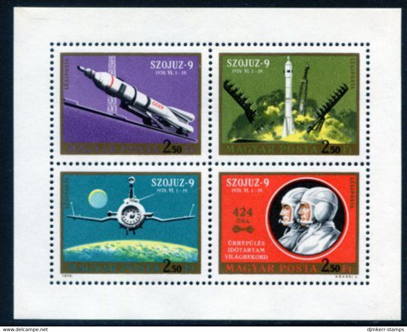 HUNGARY 1970 Suyuz 9 Space Mission Sheetlet MNH / **.  Michel 2611-14 Kb - Blocs-feuillets
