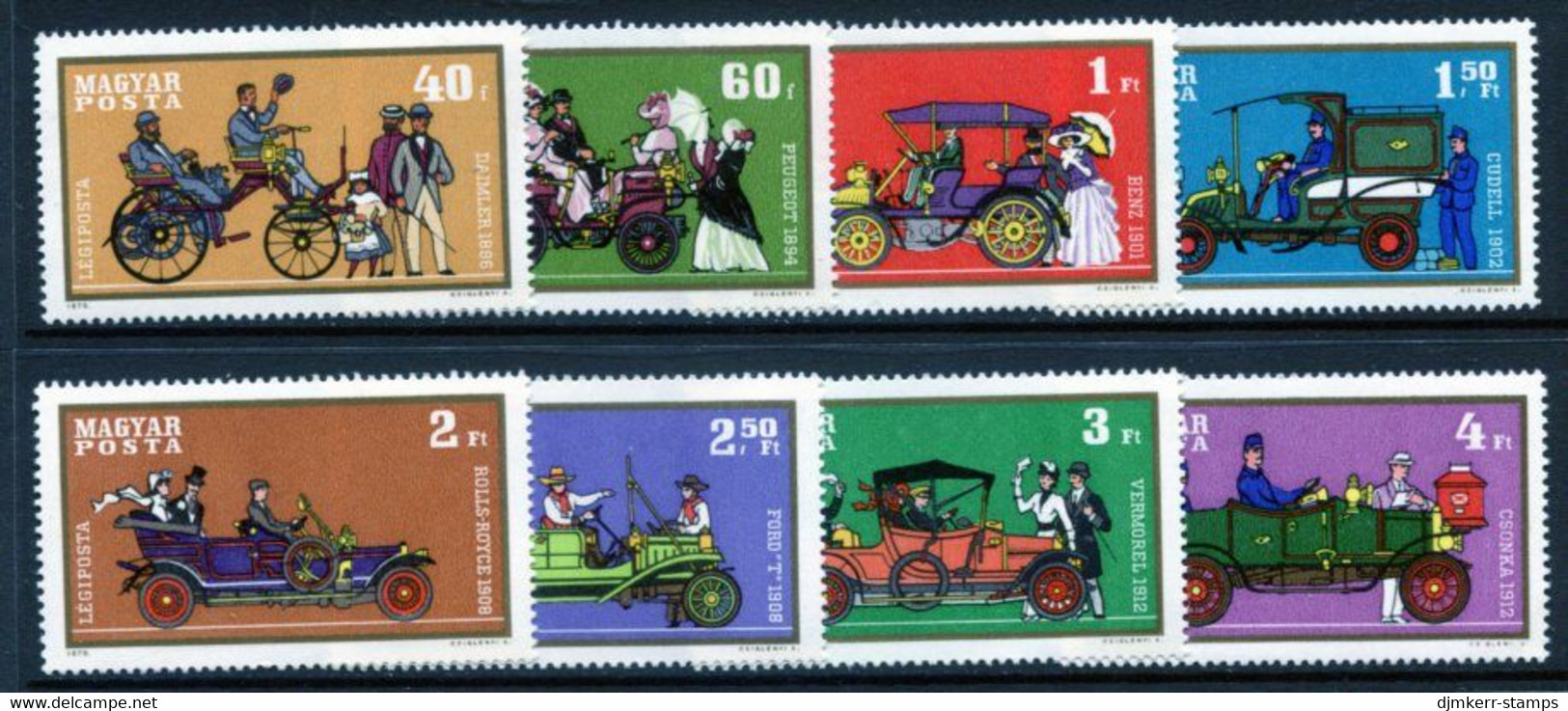 HUNGARY 1970 Historic Motor Vehicles  MNH / **.  Michel 2564-71 - Unused Stamps