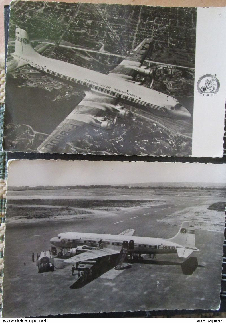 Aviation Lot 2 Cartes Photos  T A I   DC 6 Compagnie Aerienne - 1946-....: Modern Tijdperk