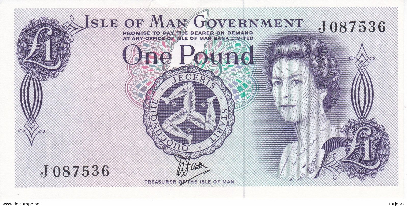 BILLETE DE LA ISLA DE MAN DE 1 POUND DEL AÑO 1979 SIN CIRCULAR (UNCIRCULATED) Pequeña Rotura Parte Superior - 1 Pond