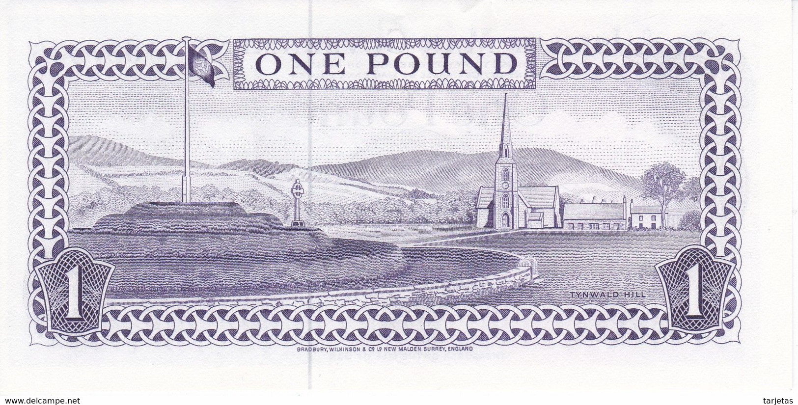 BILLETE DE LA ISLA DE MAN DE 1 POUND DEL AÑO 1979 SIN CIRCULAR (UNCIRCULATED) Pequeña Rotura Parte Superior - 1 Pound