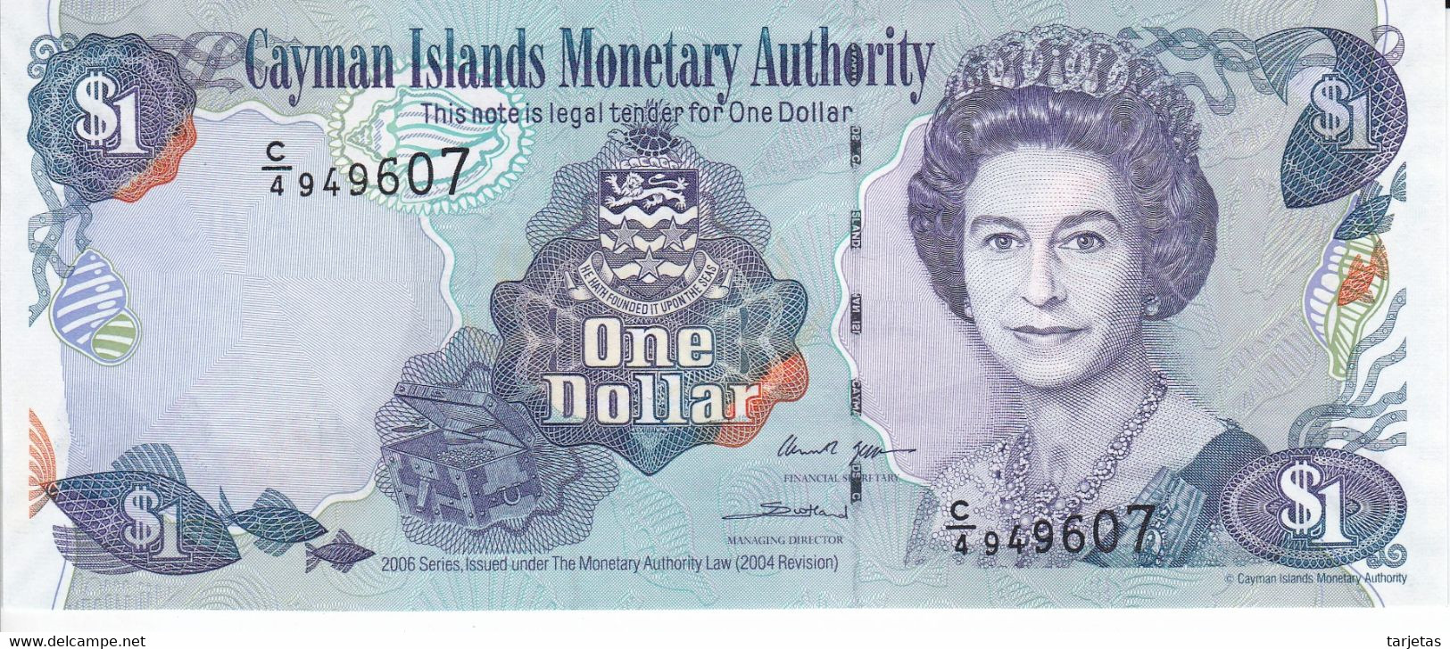 BILLETE DE CAYMAN ISLANDS DE 1 DOLLAR DEL AÑO 2006 SIN CIRCULAR (UNCIRCULATED)  (BANKNOTE) PEZ-FISH - Iles Cayman