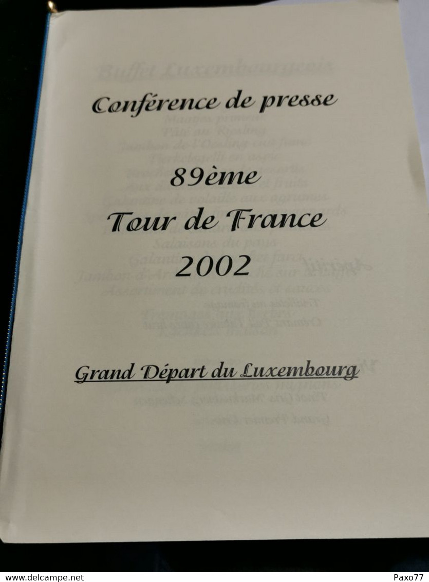 Luxembourg MENU, Tour De France Départ Luxembourg 2002. Cyclisme - Privé