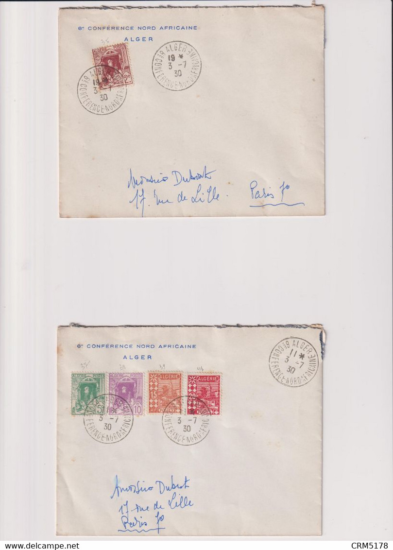 ALGERIE-OB TEMPORAIRE-3 Enveloppes CAD 6ème Conférence NORD-AFRICAINE-ALGER3/7/1930 - Gebruikt