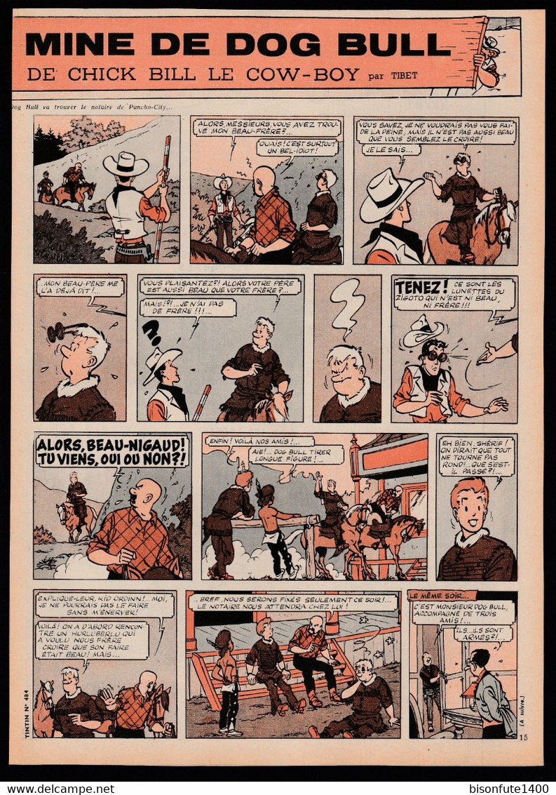 Bandeau Titre De Chick Bill "La Bonne Mine De Dog Bull" Datant De 1957 Et Inédit Dans Les Bandes Dessinées En Album. - Chick Bill