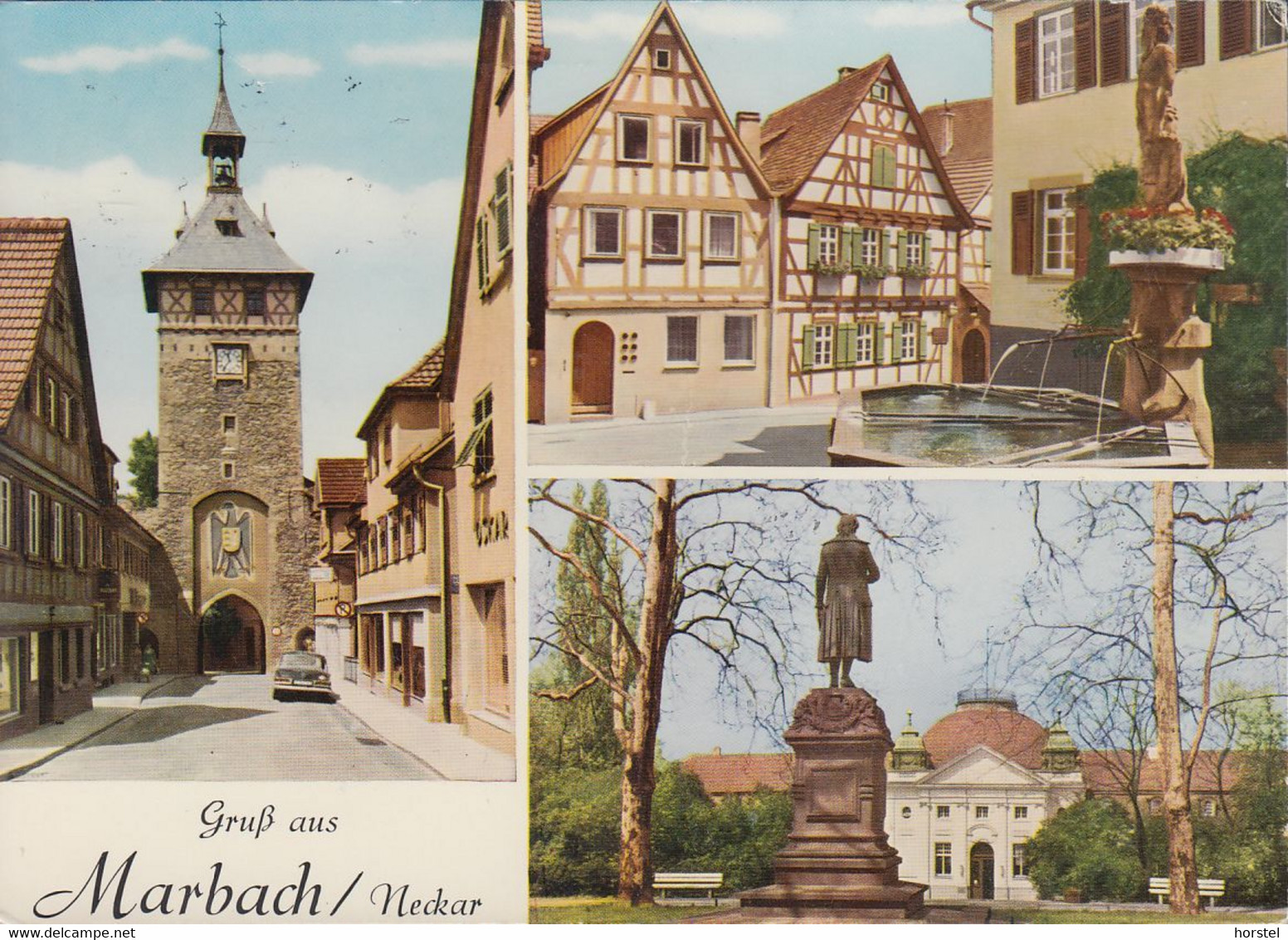 D-71672 Marbach Am Neckar - Alte Ansichten - Torturm - Car - Mercedes - 2x Nice Stamps - Marbach