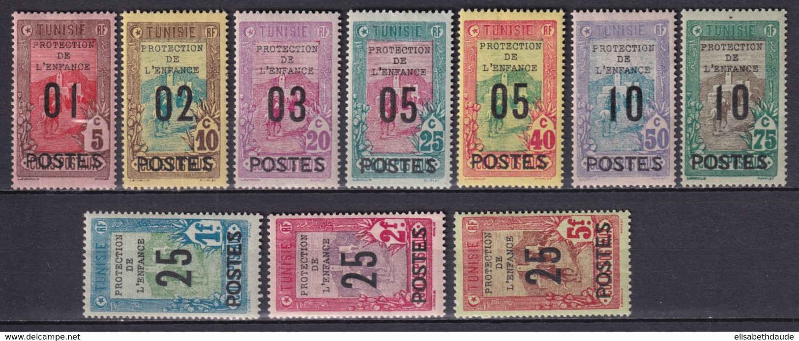TUNISIE - 1925 - SERIE COMPLETE YVERT N°110/119 * MH - COTE  =  90 EUR. - Neufs