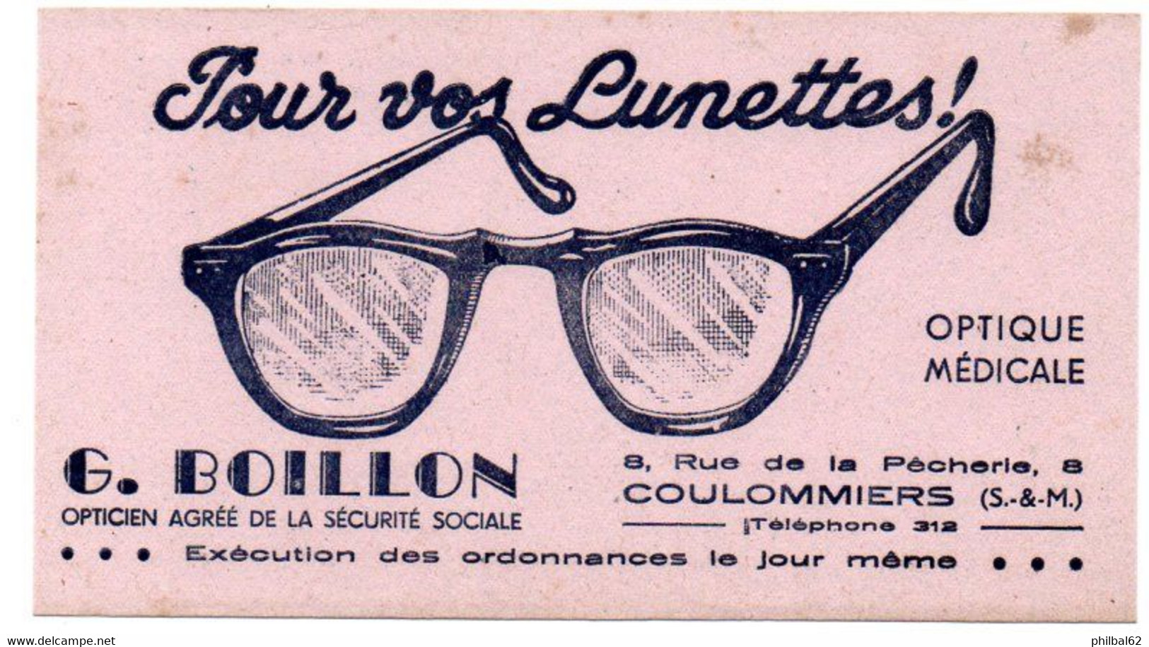 Buvard Lunettes Boillon à Coulommiers. - L