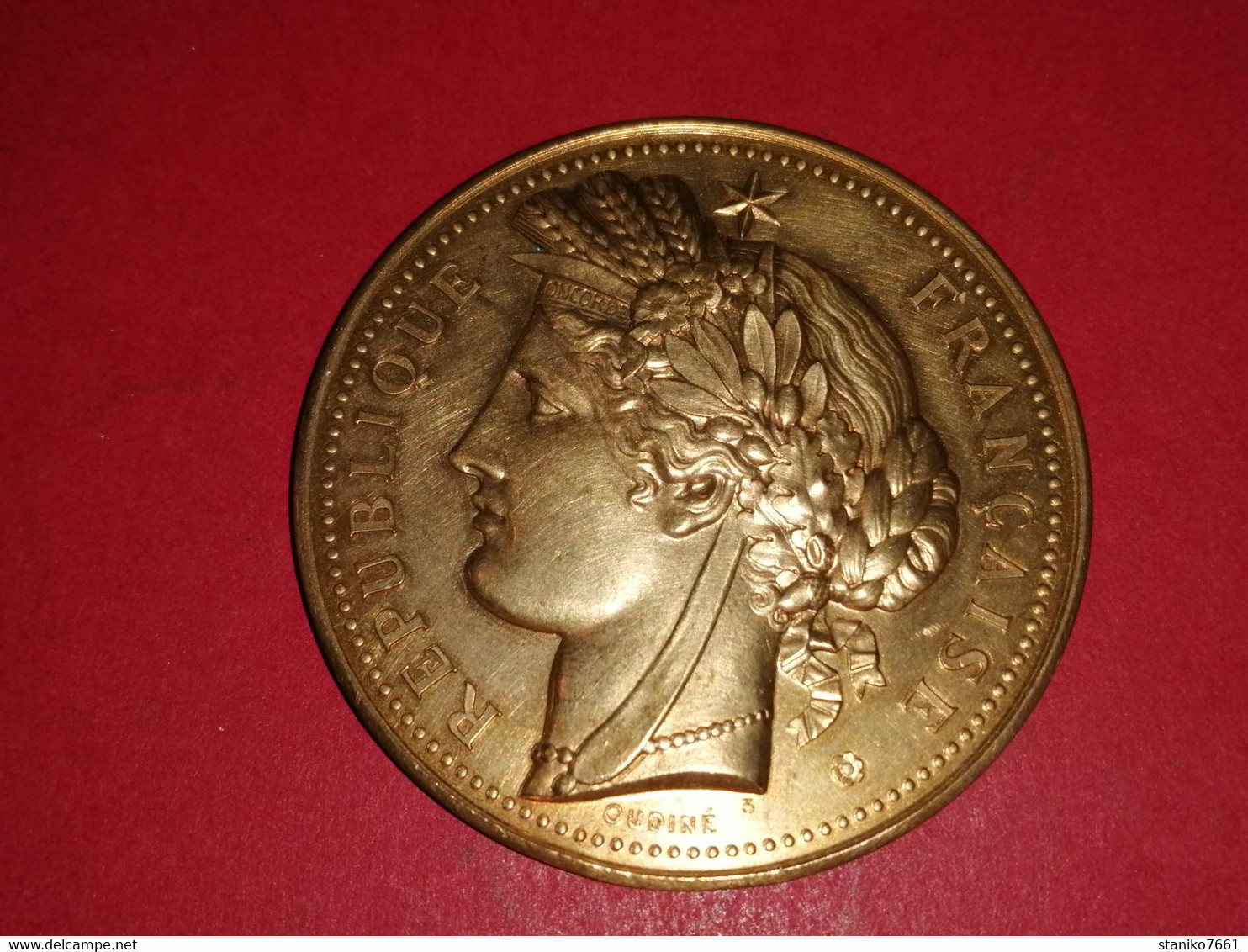 SUPERBE MEDAILLE BRONZE 57 Gr. OFFERT PAR LE MINISTRE DE LA GUERRE 1891 Graveur OUDINE LAGRANGE 51mm - Firma's