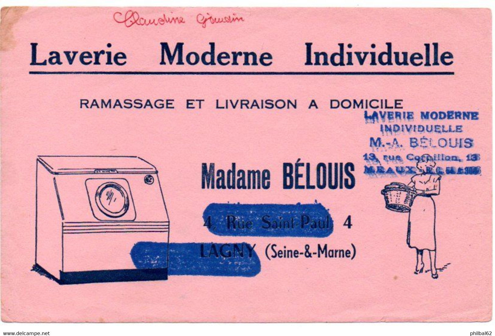 Buvard Laverie Moderne. Madame Bélouis à Meaux. - L