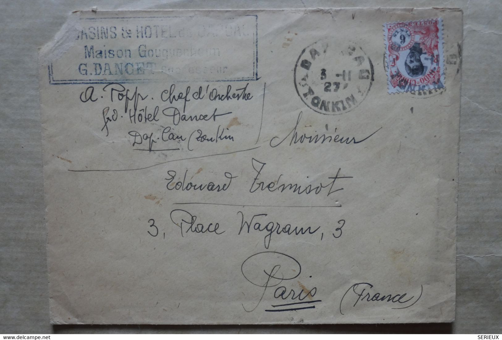 V21 INDO CHINA BELLE  LETTRE 1927  INDOCHINE DOP LAN  POUR  PARIS  FRANCE +  AFFRANCH. INTERESSANT - Covers & Documents