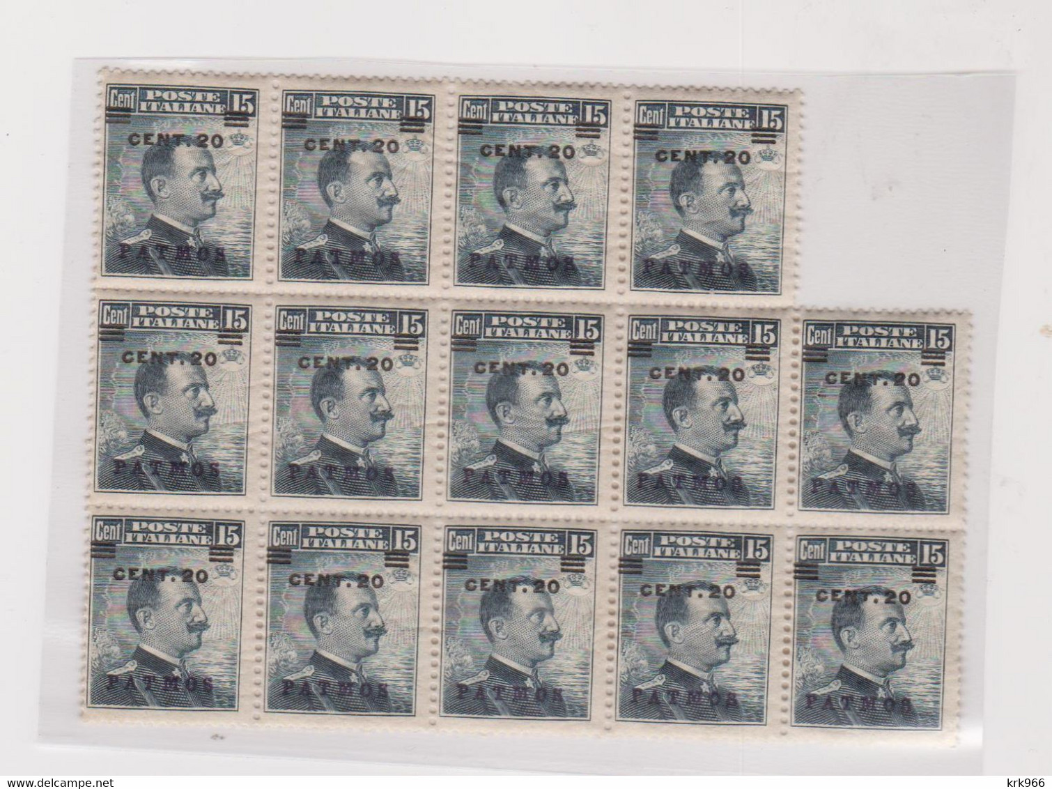 ITALY GREECE PATMOS  20/15 C Bloc Of 14 MNH - Egeo (Patmo)