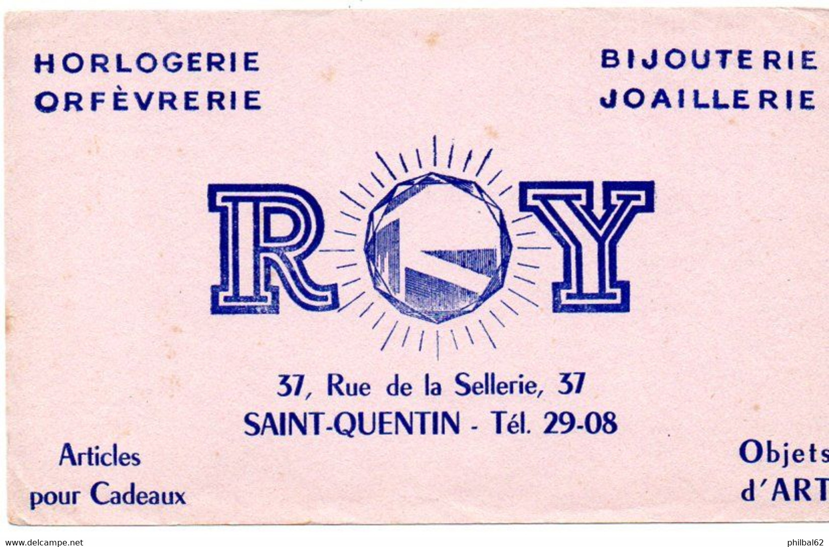 Buvard Horlogerie Bijouterie Roy à Saint-Quentin. - H