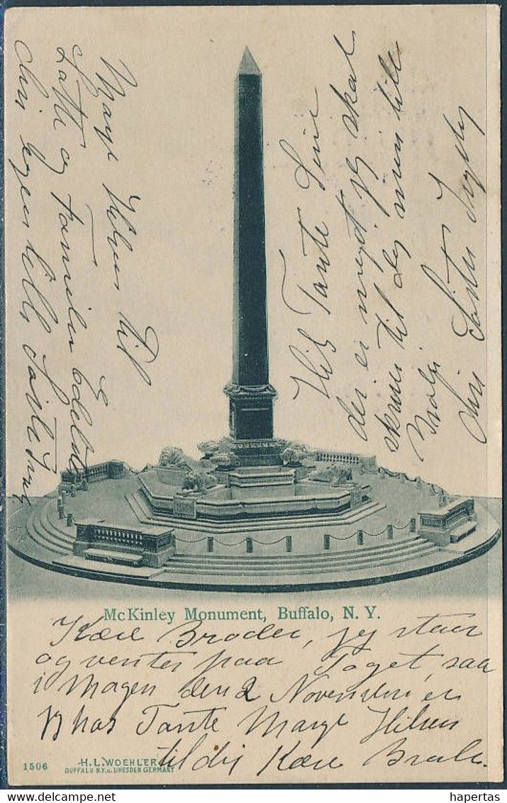 McKinley Monument, Buffalo, NY - Posted 1906, Undivided Back - Buffalo