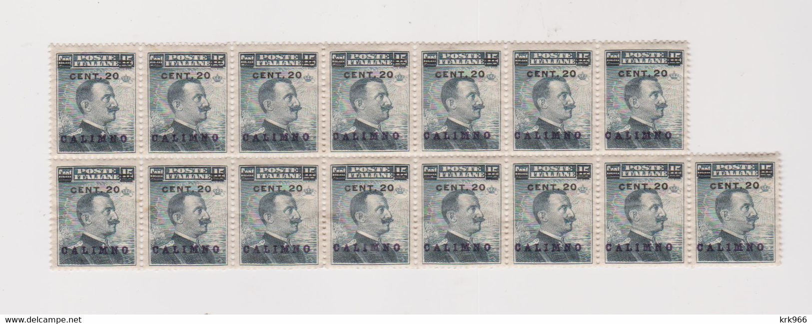 ITALY GREECE CALIMNO  20/15 C Bloc Of 15 MNH - Aegean (Calino)