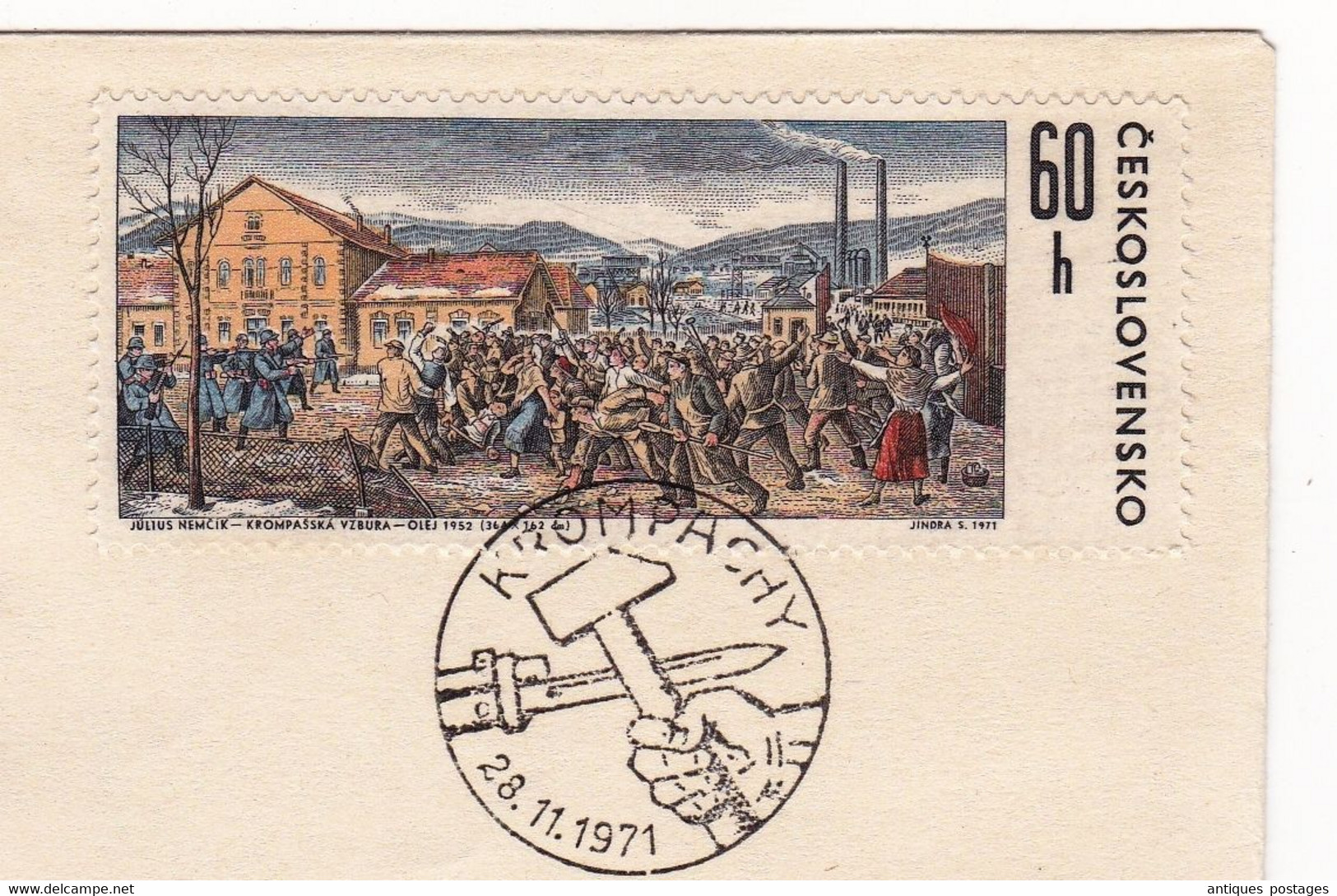 Tchécoslovaquie Krompachy Ouvriers Syndicalisme Syndicat Julius Nemcik Slovaquie Československo Czechoslovakia - Storia Postale