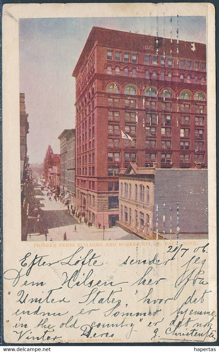 Pioneer Press Building And Robert St., St. Paul - Posted 1906, Undivided Back - St Paul