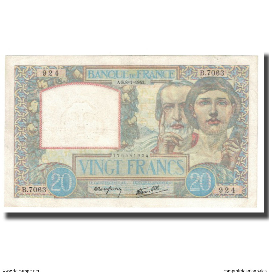 France, 20 Francs, Science Et Travail, 1942, P. Rousseau And R. Favre-Gilly - 20 F 1939-1942 ''Science Et Travail''