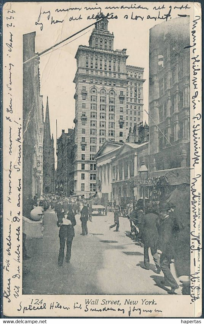 Wall Street, New York / Animated - Posted 1905, Undivided Back - Wall Street