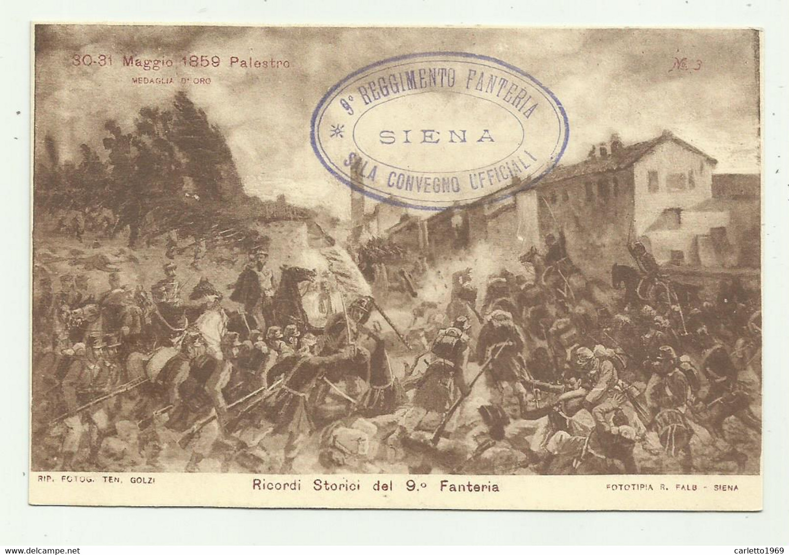 SIENA 9 REGGIMENTO FANTERIA BRIGATA REGINA A PALESTRO 1859 - NV    FP - Regimenten