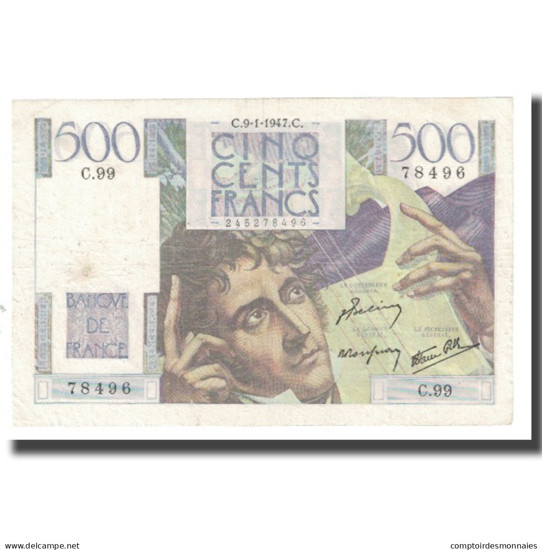 France, 500 Francs, Chateaubriand, 1947, BELIN ROUSSEAU GARGAM, 1947-01-09, TTB - 500 F 1945-1953 ''Chateaubriand''