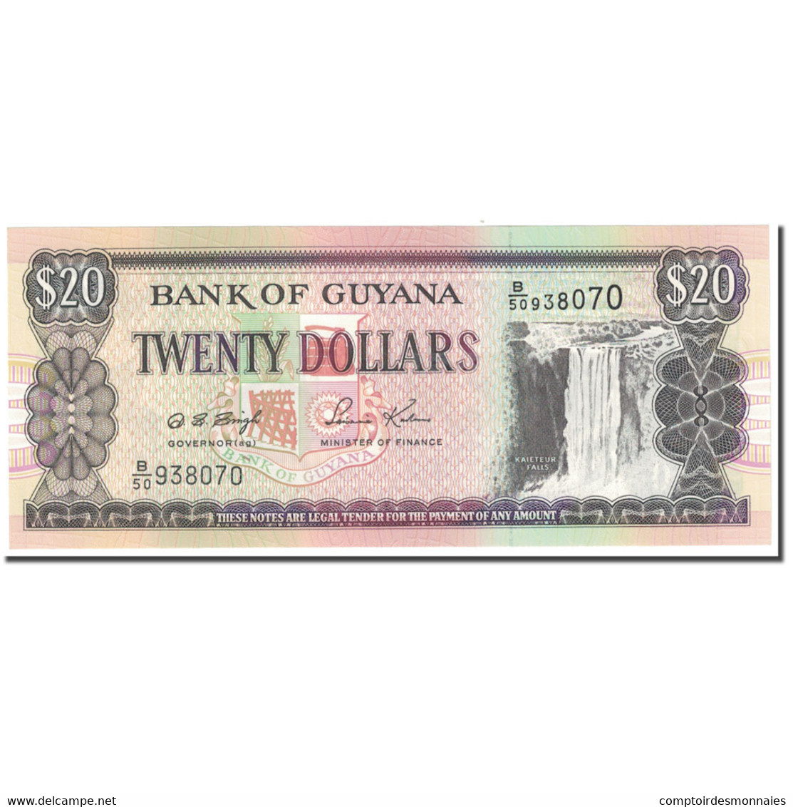 Billet, Guyana, 20 Dollars, Undated (1966-92), KM:30b, NEUF - Guyana