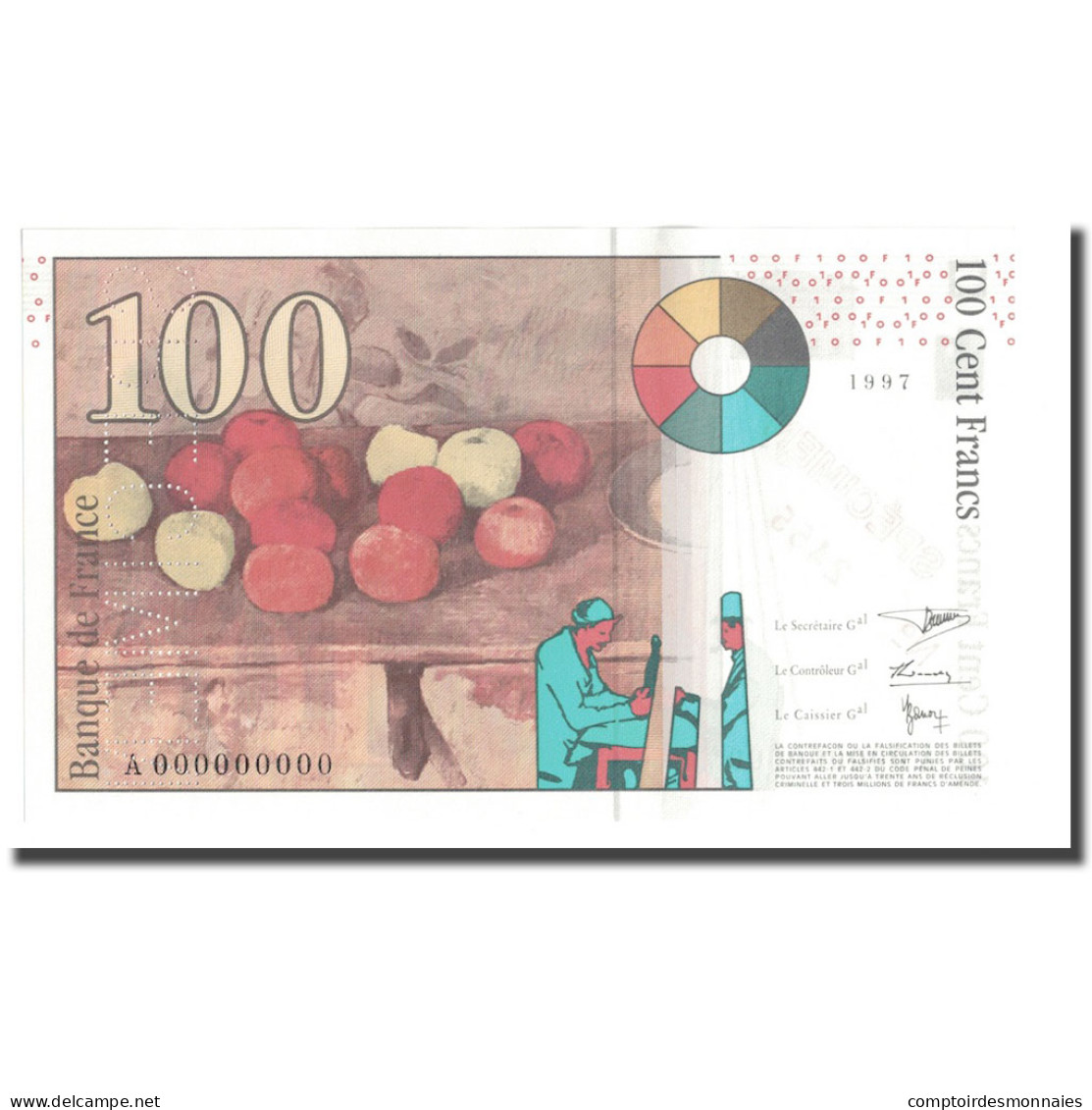 France, 100 Francs, Cézanne, 1997, Specimen, NEUF, Fayette:74.00SPN, KM:158s - 100 F 1997-1998 ''Cézanne''