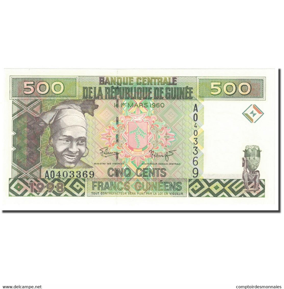 Billet, Guinea, 500 Francs, 1998, 1960-03-01, KM:36, NEUF - Guinea-Bissau