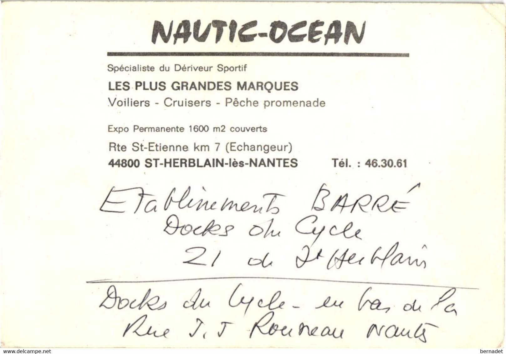 44 . SAINT HERBLAIN . ENTREPRISE NAUTIC OCEAN . VOILIERS . CRUISERS . CARTE PUB.  ( Trait Blanc Pas Sur L'original ) - Saint Herblain
