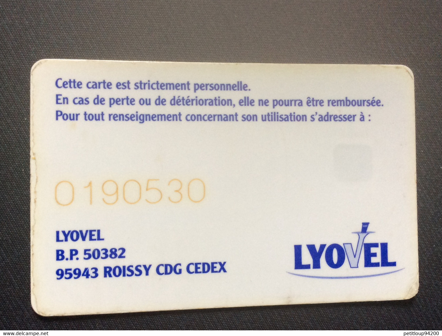 CARTE À PUCE LYOVEL  Porte-Monnaie Électronique - Monéo