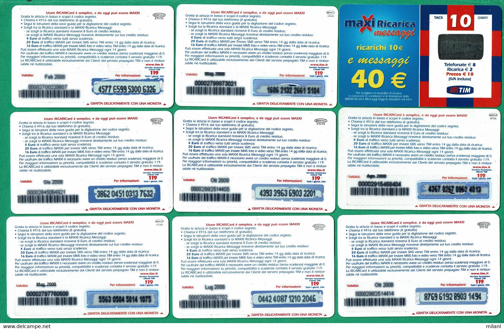 Lotto 10 - TIM Maxi Ricarica (MXM10-P) - 13 Diverse - [2] Sim Cards, Prepaid & Refills