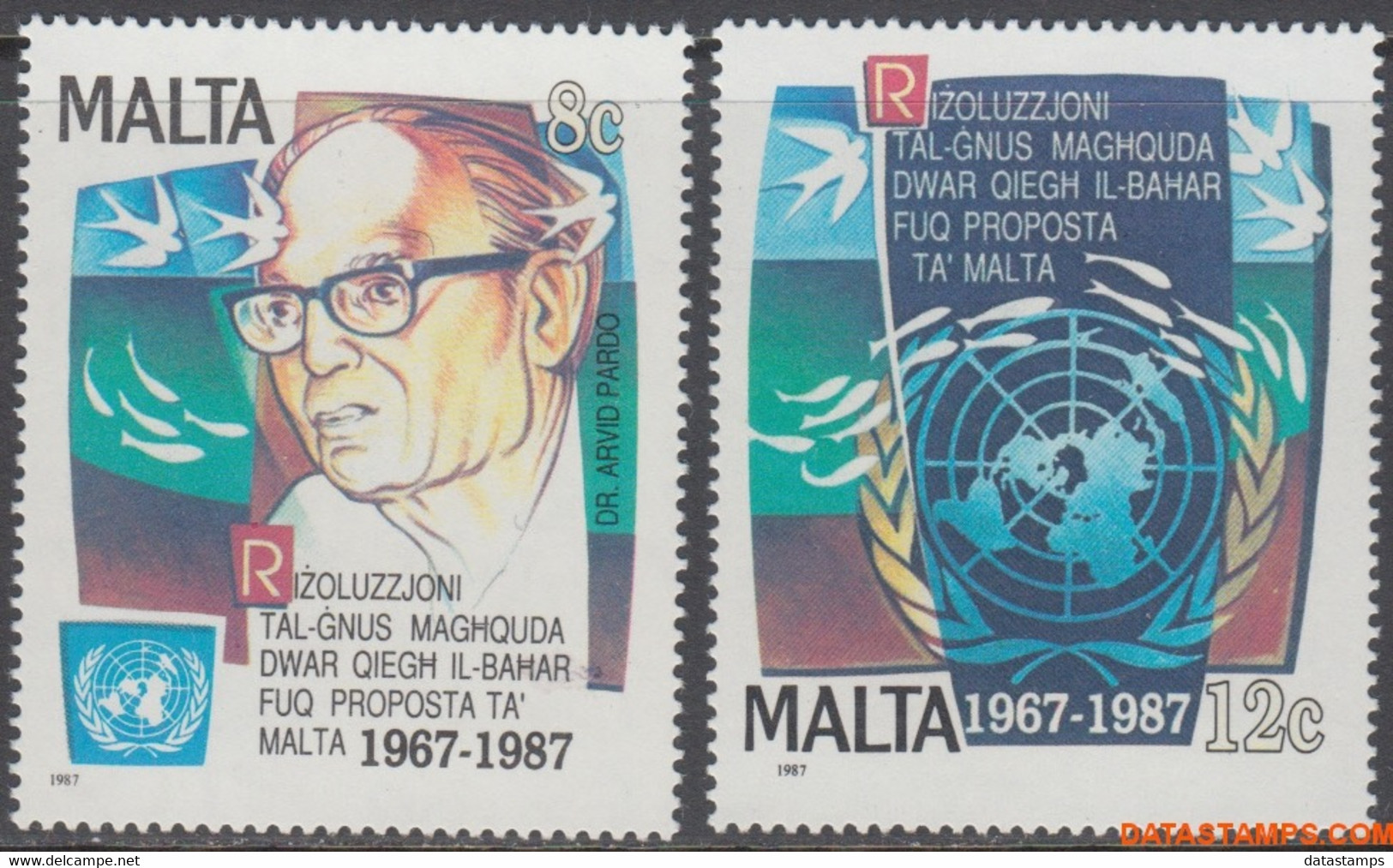 Malta 1987 - Mi:782/783, Yv:763/764, Stamp - XX - United Nations O.n.u. - Malta