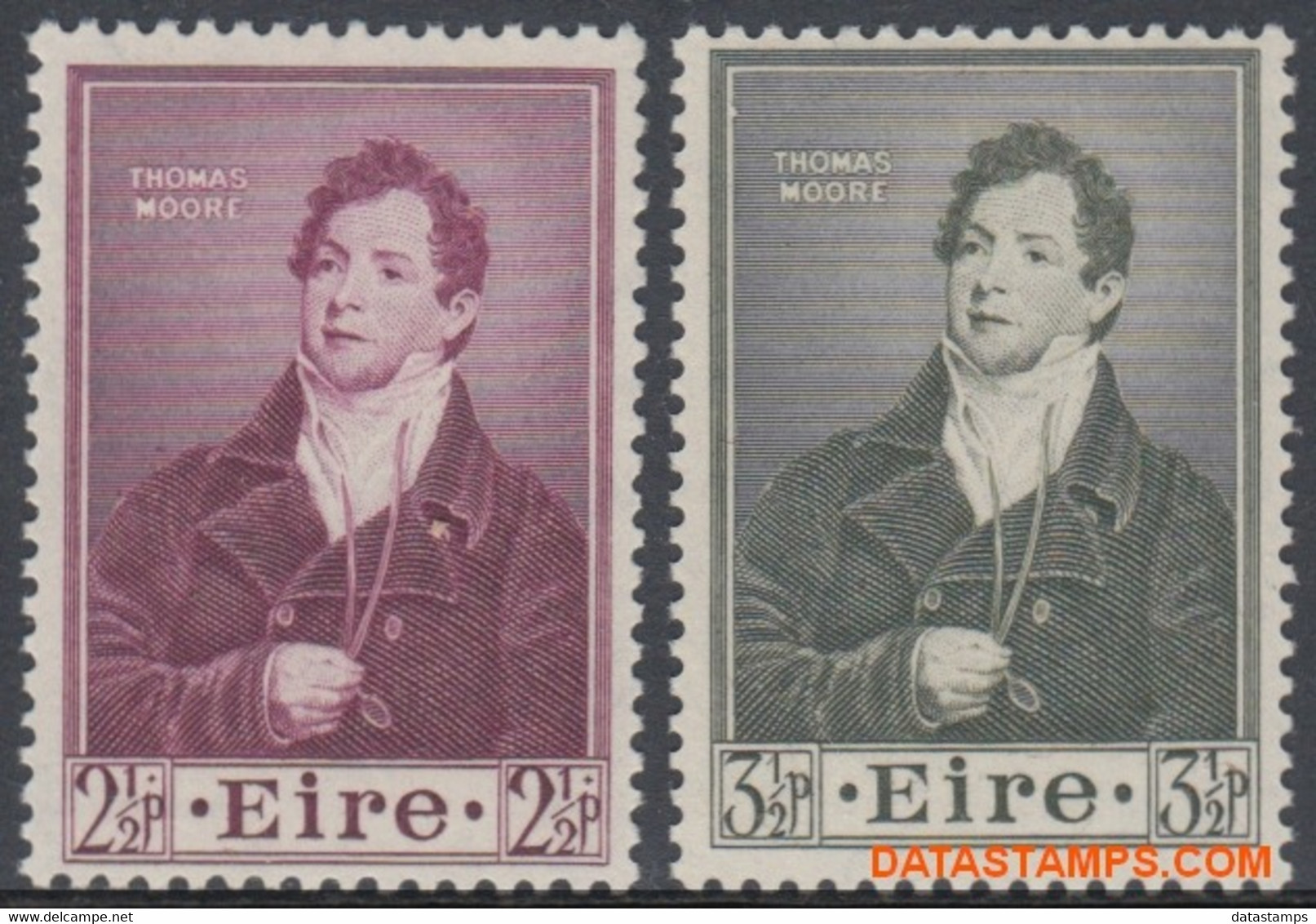 Ierland 1952 - Mi:114/115, Yv:116/117, Stamp - XX - Thomas Moore Poet - Nuevos