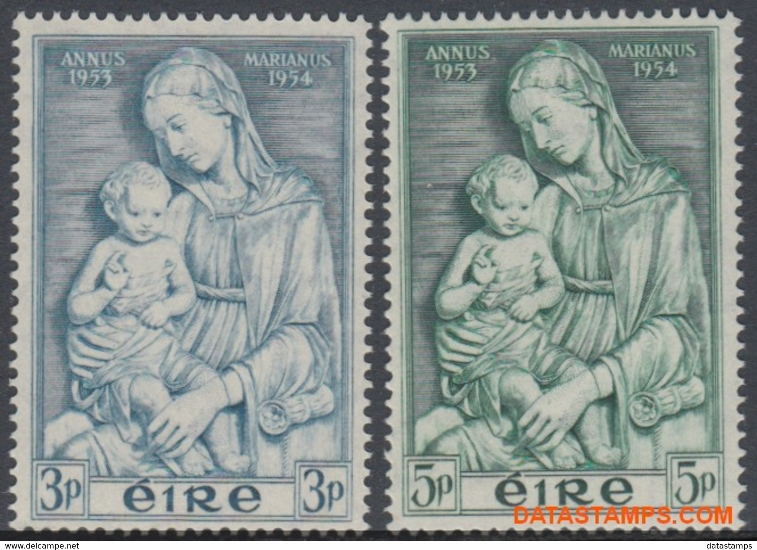 Ierland 1954 - Mi:120/121, Yv:122/123, Stamp - XX - Maria Year - Ongebruikt