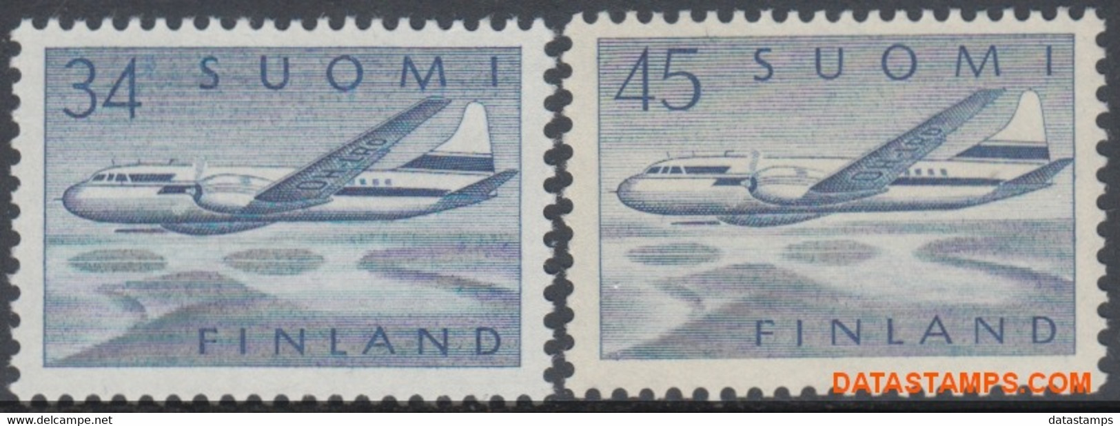 Finland 1958 - Mi:498 + 512, Yv:Pa 5/6, Airmail Stamps - XX - Long-term Series Plane - Nuovi