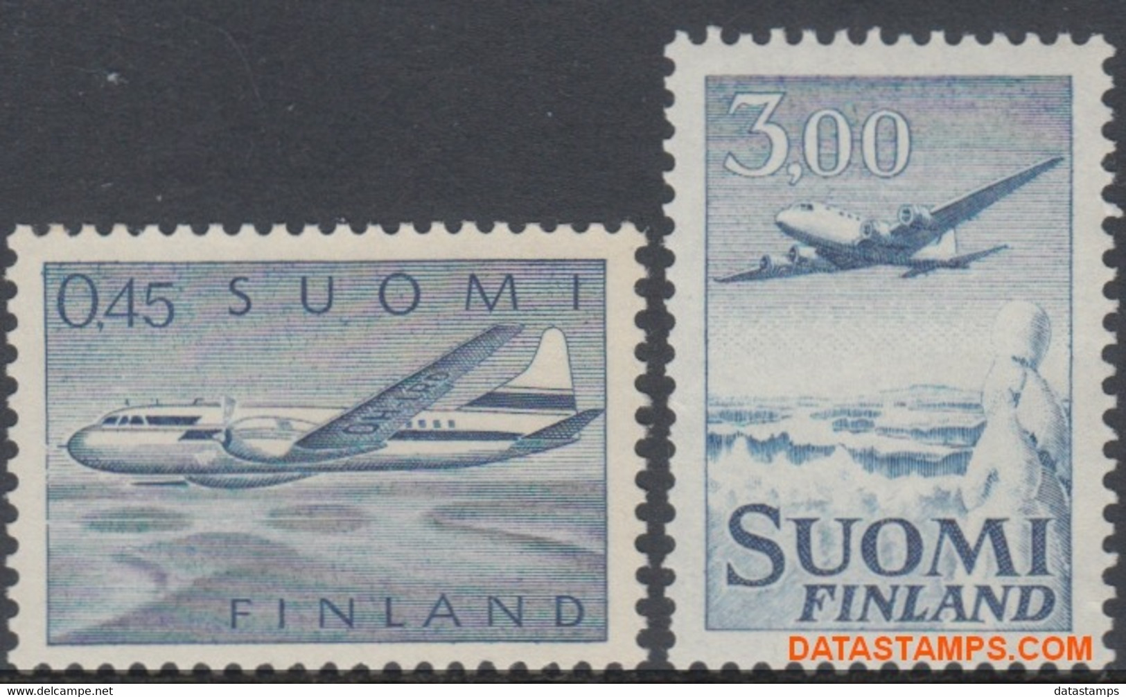 Finland 1963 - Mi:563 + 579, Yv:PA 8/9, Airmail Stamps - XX - Long-term Series Plane - Neufs