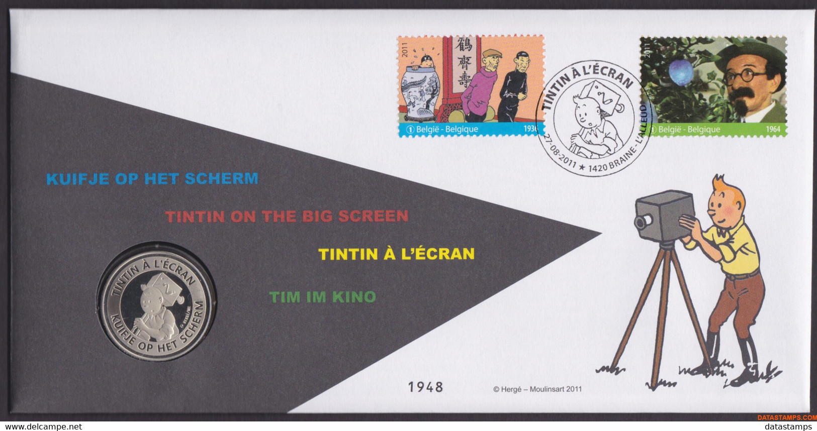 België 2011 - Mi:4211/4220, Yv:4146/4155, OBP:4165/4174, Nummisletter - O - Tintin On The Screen - Numisletter