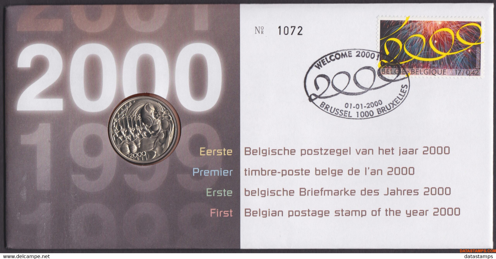 België 2000 - Mi:2929, Yv:2877, OBP:2878, Nummisletter - O - Welcome 2000 - Numisletter