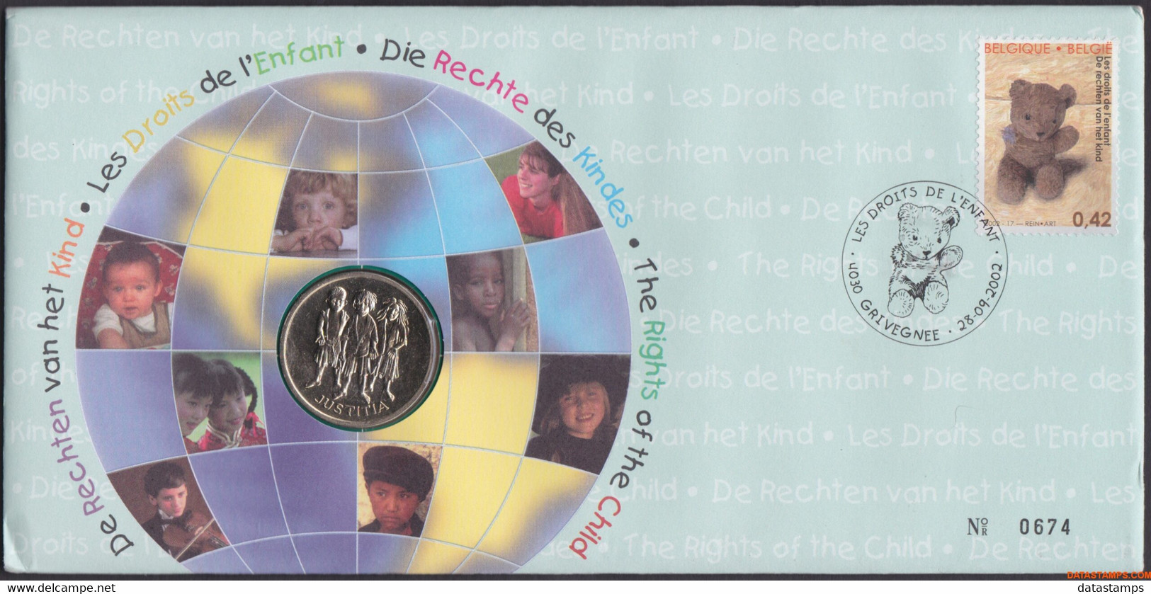 België 2002 - Mi:3146, Yv:3090, OBP:3096, Nummisletter - O - Rights Of The Child - Numisletter