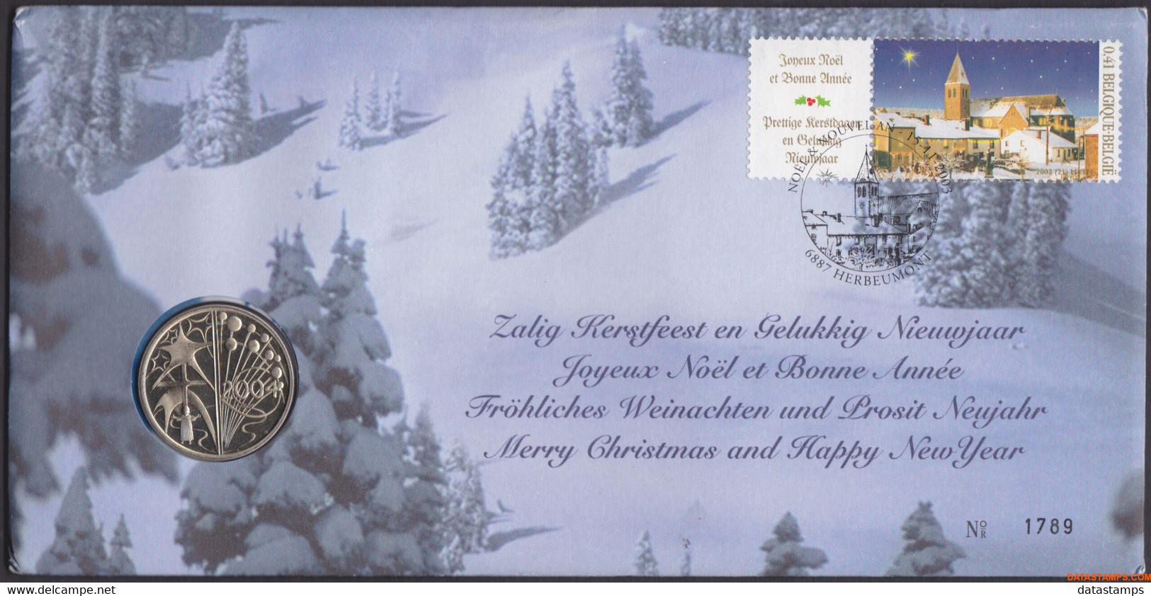 België 2003 - Mi:3273, Yv:3213, OBP:3224, Nummisletter - O - Christmas And New Year - Numisletter