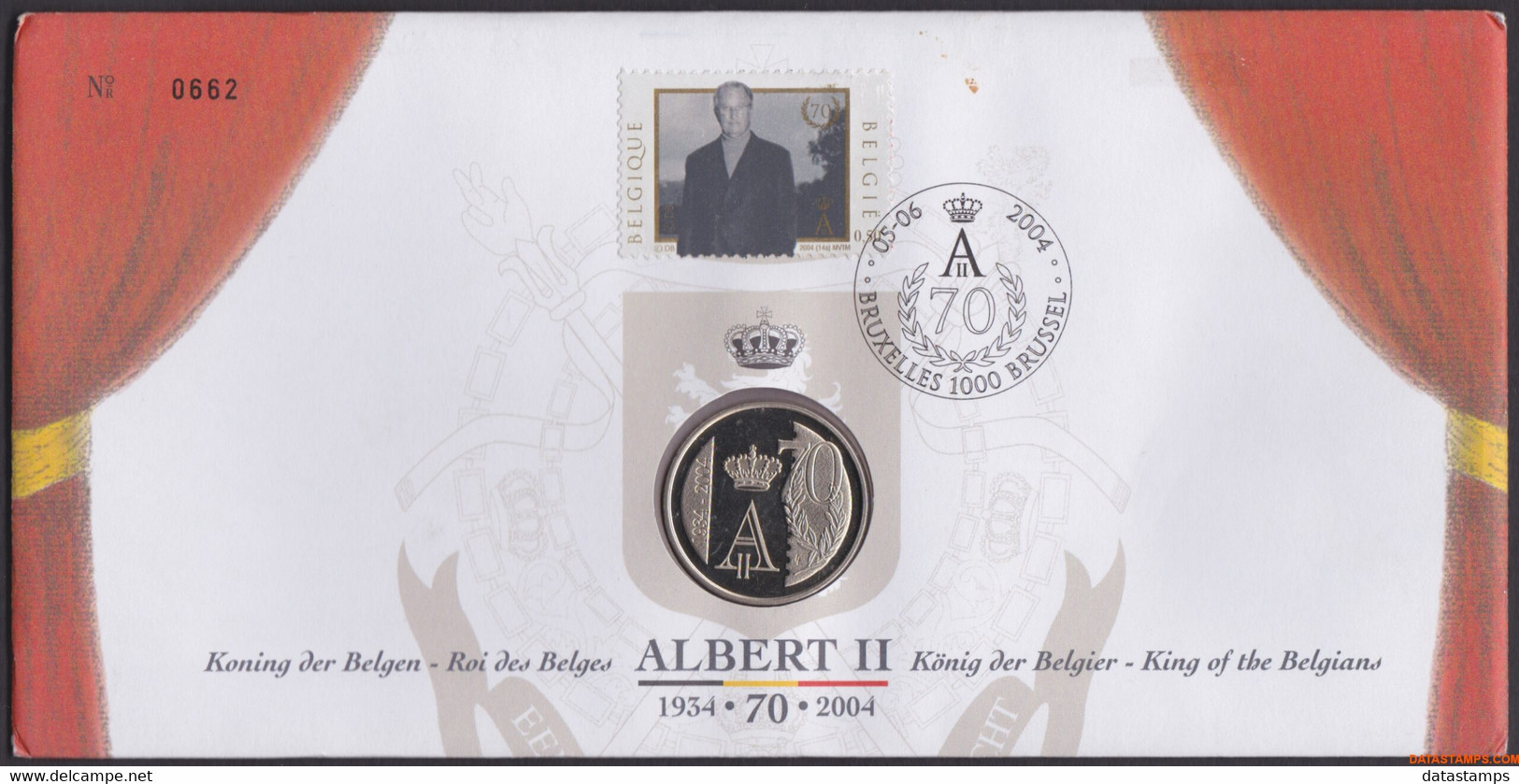 België 2004 - Mi:3388, Yv:3276, OBP:3289, Nummisletter - O - King Albert II - Numisletter